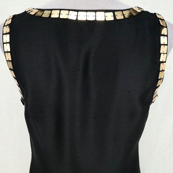 Tory Burch Dress Womens 6 Black Silk Gold Sequins Lined Formal Wedding lbd - Picture 9 of 14